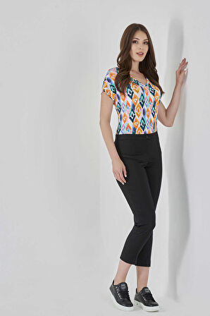 Tolga Saraçoğlu Kadın Dar Paça Kısa Pantolon 30046 Siyah